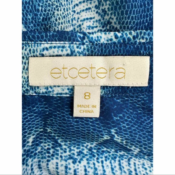 ETCETERA Blue Reptile Sheer Print blouse - Picture 6 of 8